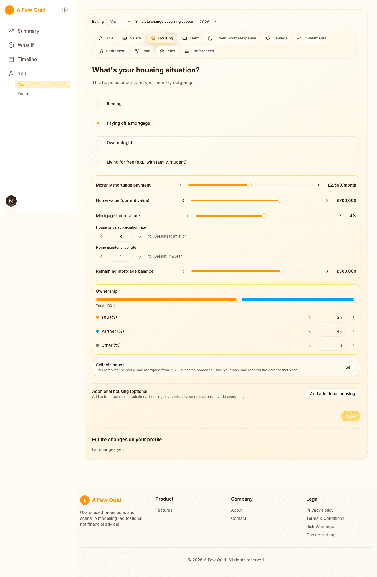 Screenshot of Mortgage, rent, stamp duty and buy-to-let