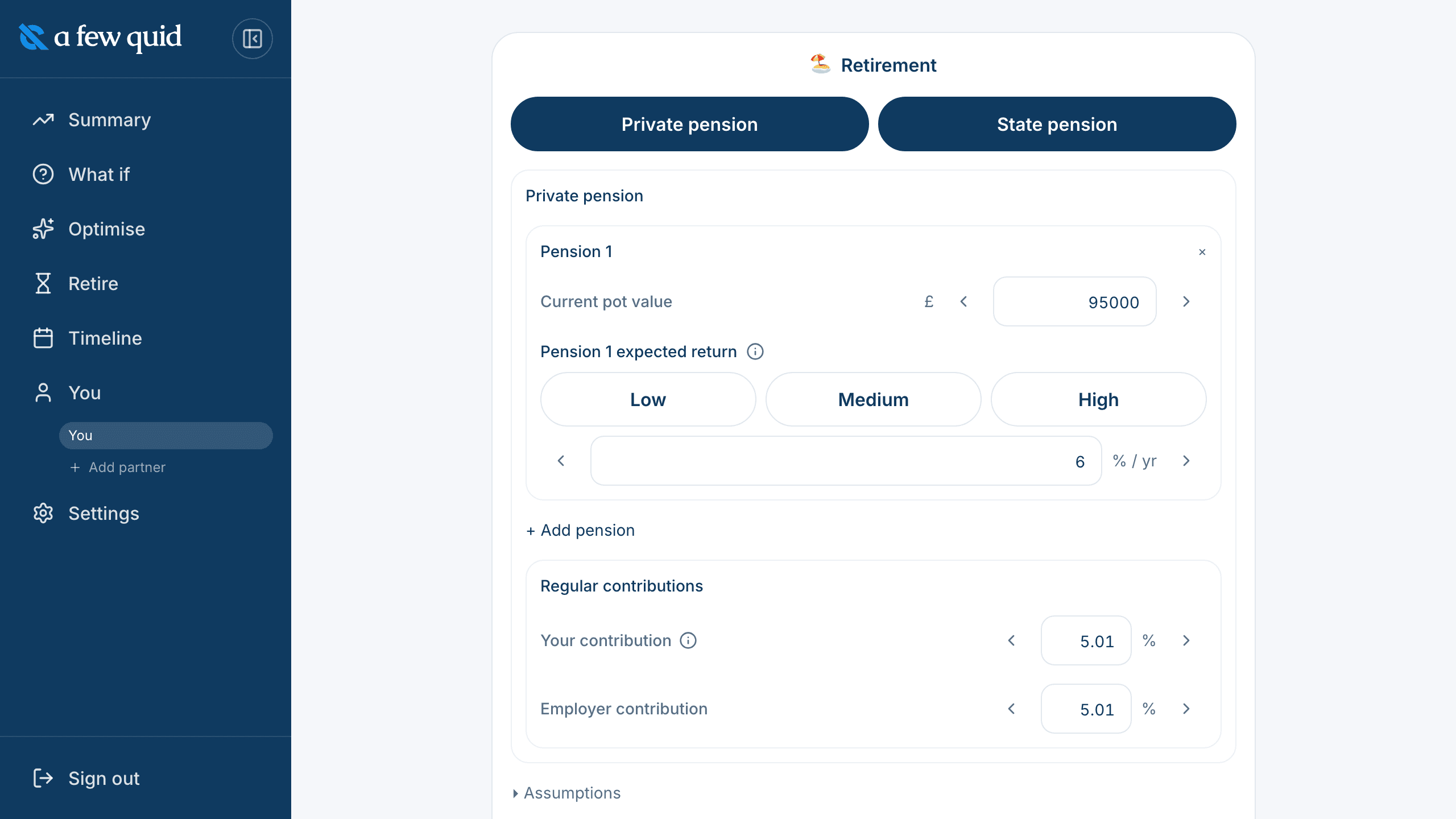 Screenshot of Pension planning that makes sense