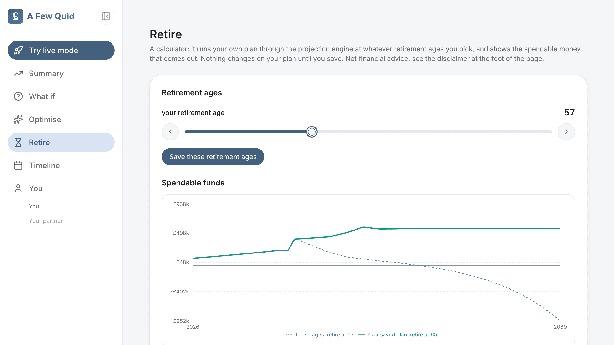 Screenshot of See how early you could retire