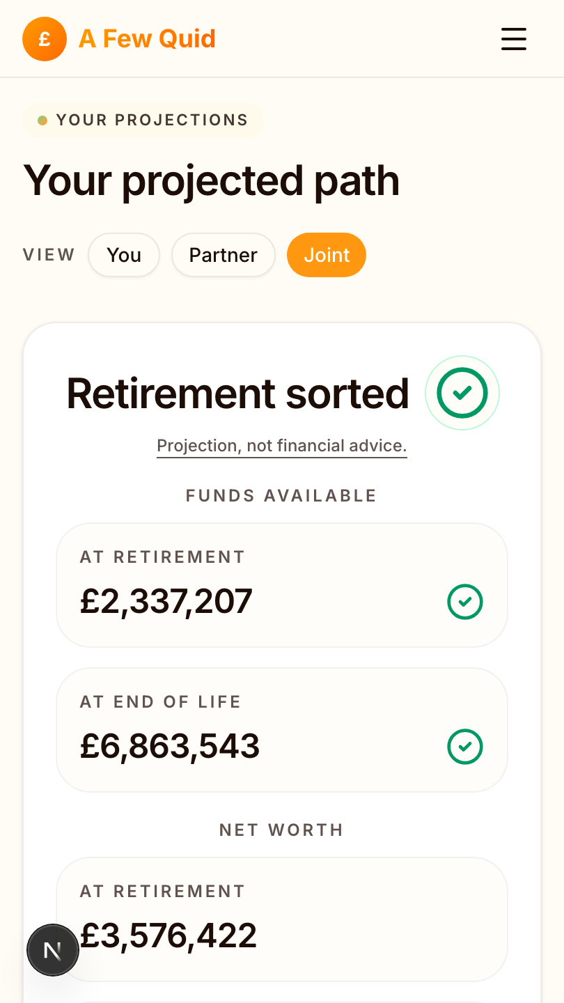 Funds available at retirement and end of life